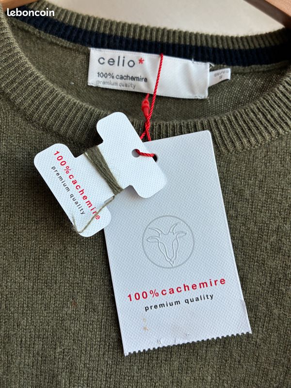 Pull kaki cachemire Célio - T.S - Neuf, étiqueté (image 3)