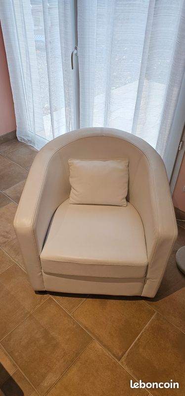 Fauteuil cabriolet cuir blanc Home Spirit (image 1)