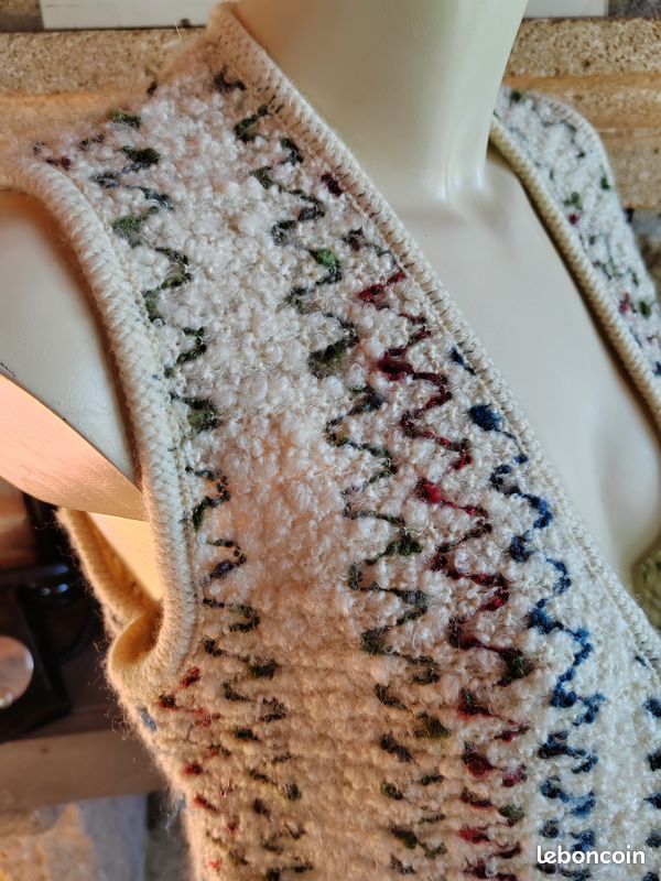 Gilet Vintage Beige - Taille 38/40 - Fait Main En France, Parfait état - Acrylique