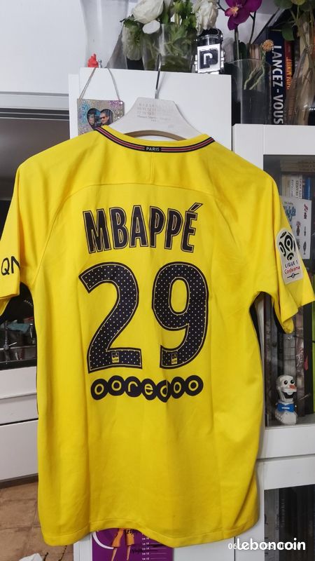 Maillot PSG Extérieur Jaune 2017/2018 | Mbappé #29 | Signé Par Pauleta | Collector