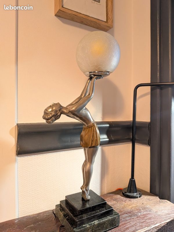 Lampe Art Déco Danseuse Lampe De Table Danseuse Art Déco Palazzo - Abat-jour Verre, Style Années 20 Vintage, Hauteur 48 Cm, Ampoule E14 Max 25W Non Incluse Lampe Décoration Années 20