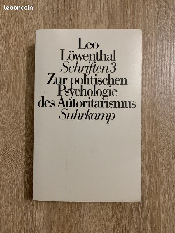 Schriften 3 Zur politischen Psychologie des Autoritarismus Suhrkamp - Leo Löwenthal (image 1)