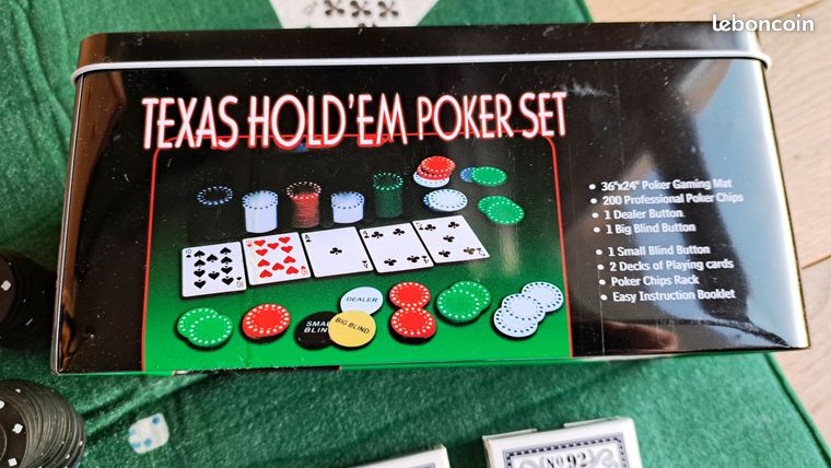 Set De Poker GRUPO FU - 200 Jetons, 2 Jeux De Cartes, Boutons Dealer - Boîte Métal Avec Plateau Intégré