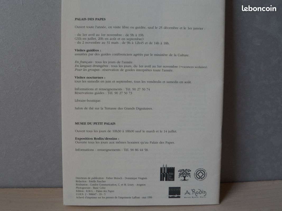 Catalogue Expo RODIN Avignon 1996 TBE (Sabine) (image 2)