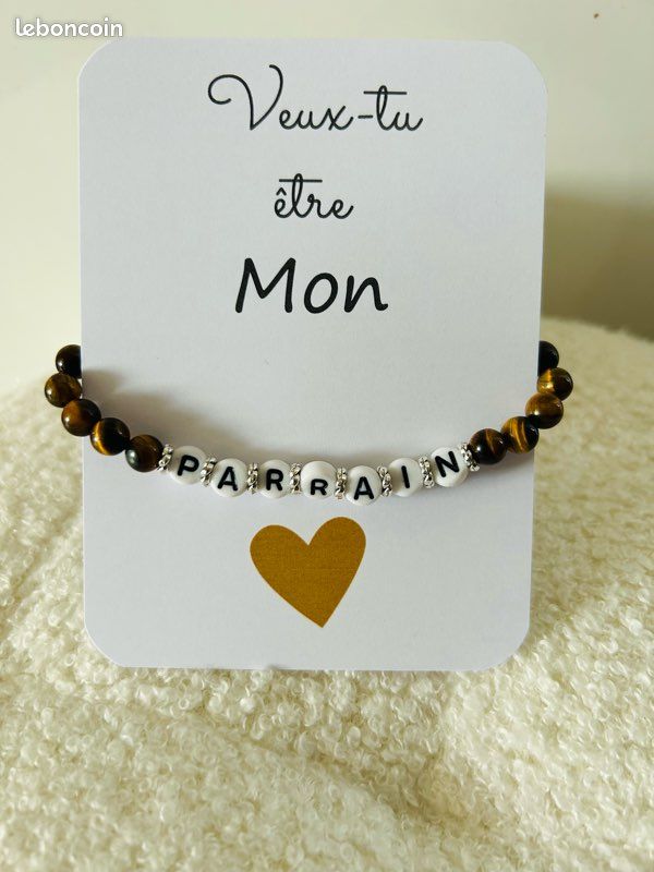 Bracelet vaut tu astre mon parrain en perle d’œil de tigre (image 3)