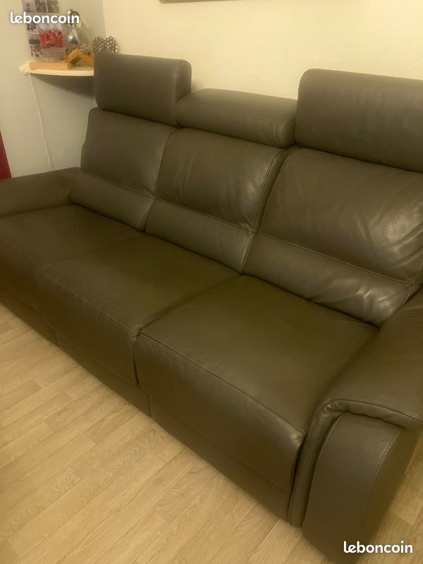 Canapé cuir gris électrique Poltron Sofa (image 3)