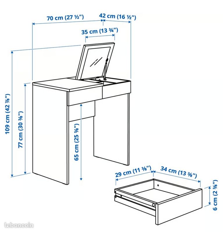 BRIMNES coiffeuse ikea blanche 70x42 cm (image 7)