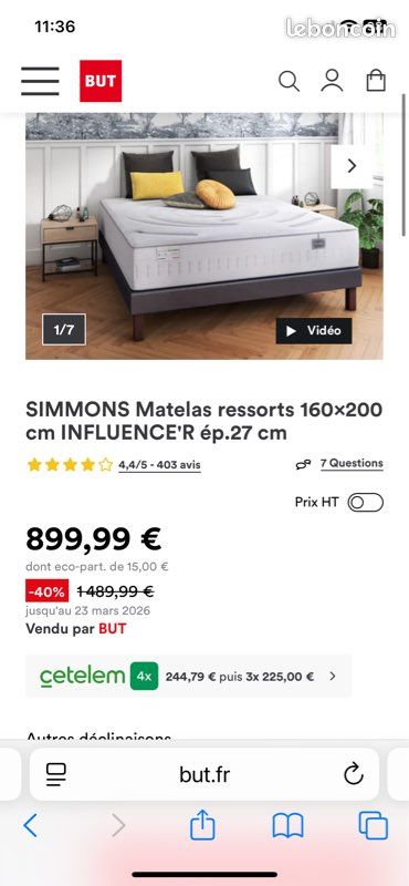 Matelas Simmons 160x200 (image 1)