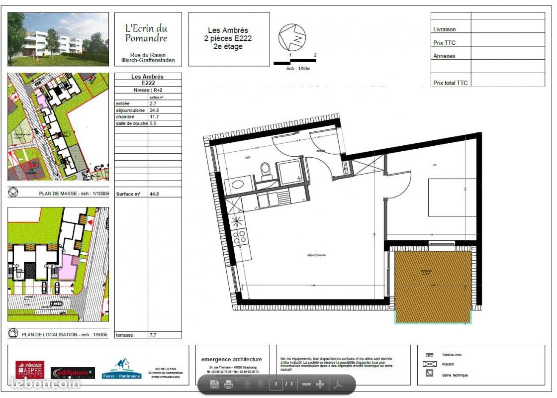 Appartement a louer illkirch-graffenstaden - 2 pièce(s) - 44 m2 - Surfyn