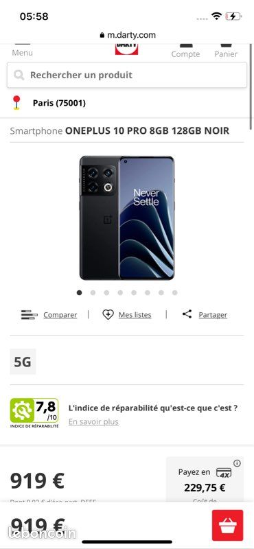 Oneplus 10 pro 8gb 128gb NEUF (image 1)