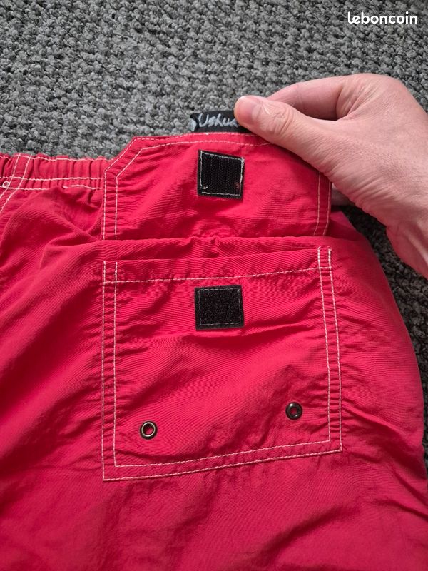 Short Nylon Rouge Vintage DJ – Années 80, Fabriqué En France, Taille 40