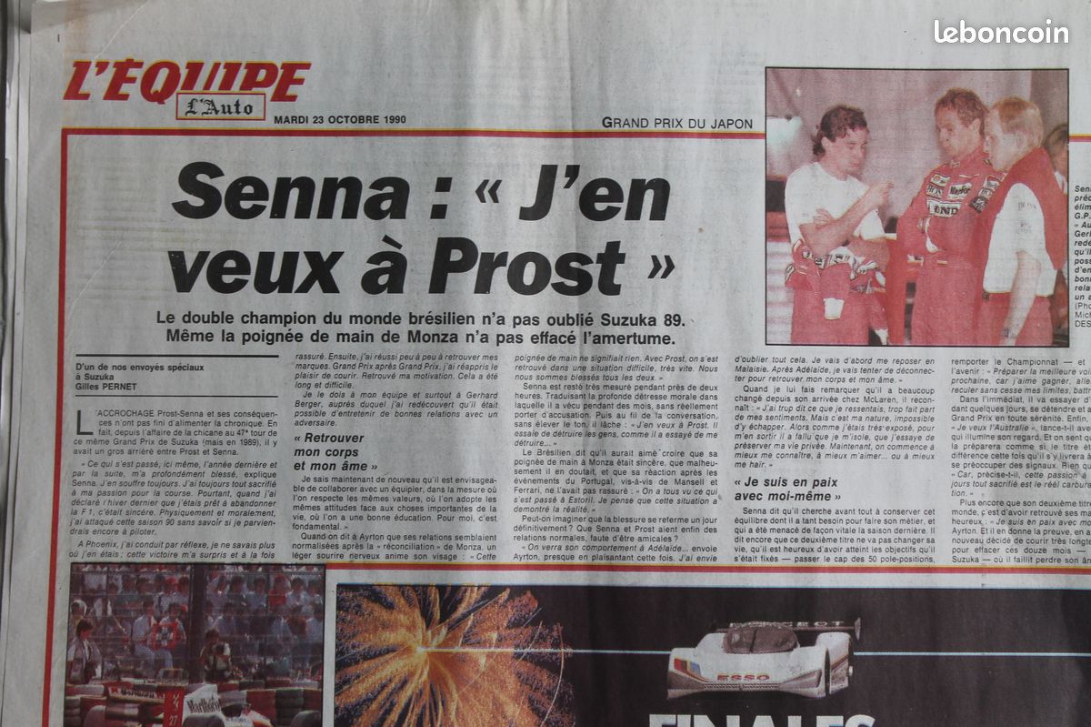 L'Equipe du 23/10/1990 - Ferrari - Alain Prost - Ayrton Senna - Les 50 ans de Pelé (image 2)