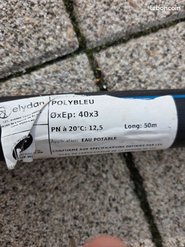 20 metres de tuyau d'eau potable PVC 40x3mm (image 2)