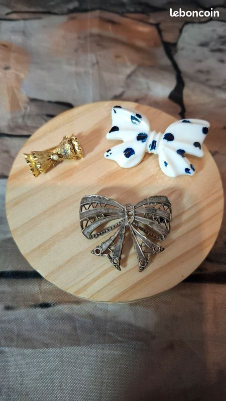 Lot De 3 Broches Vintage - Métal Mixte - Anciennes Et Magnifiques - Occasion