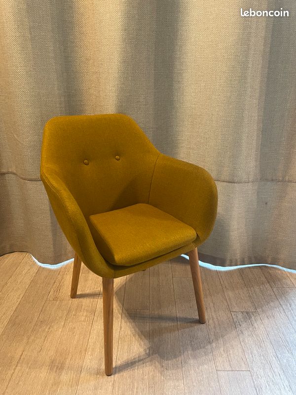 Chaise / Fauteuil de table vintage jaune olive (Maison Du Monde 139,00 ) (image 8)