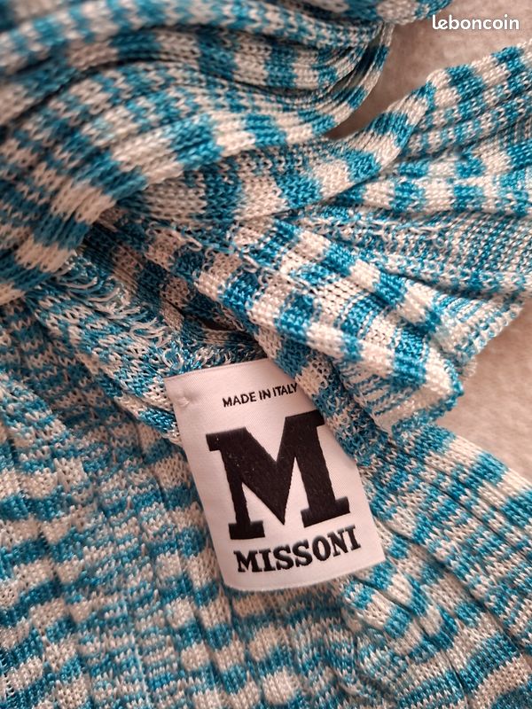 Foulard Carré Vintage MISSONI Années 80 - 100% Soie Multicolore Motifs Géométriques