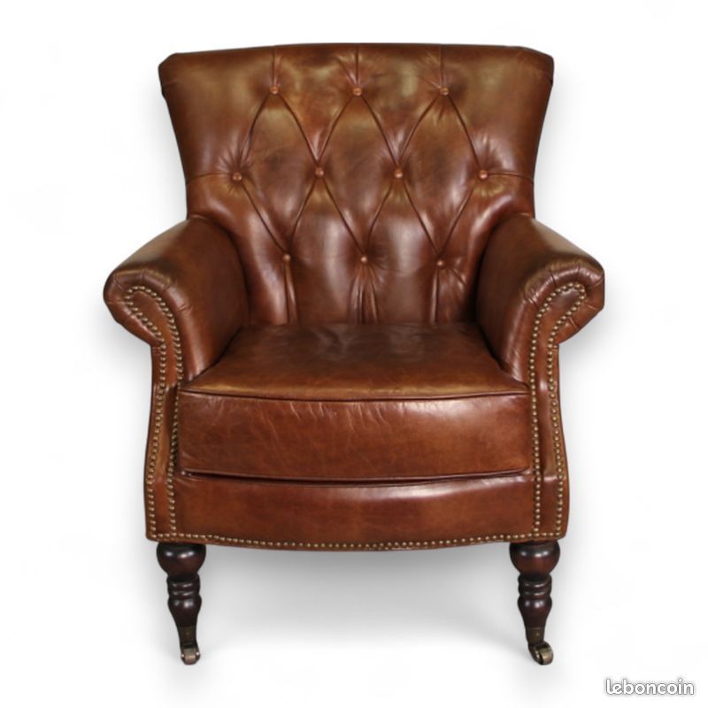 Fauteuil en Cuir Vintage capitonné Neuf (image 3)