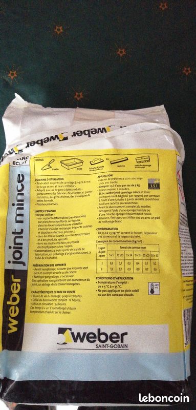 Joint mince weber blanc éclat tous carreaux 5kg (image 2)