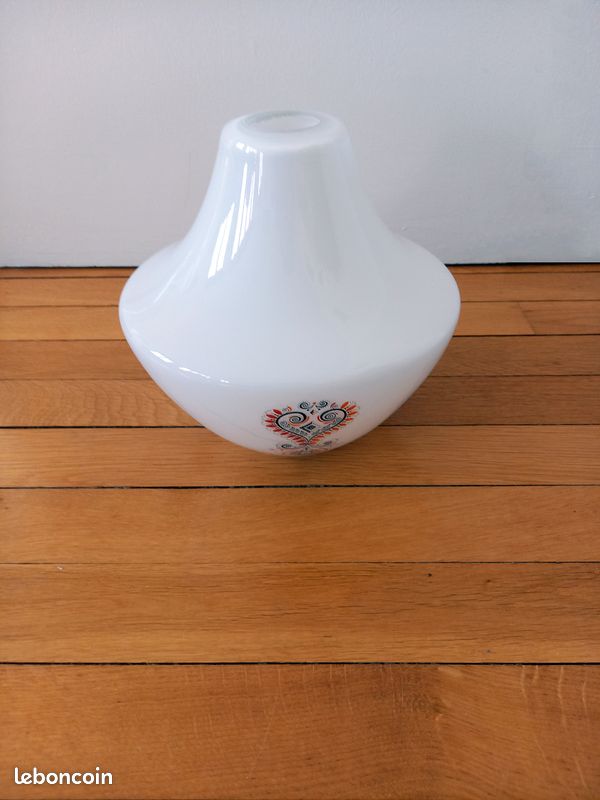 Globe Abat-Jour Vintage Opaline blanche Décor années 60 (image 10)