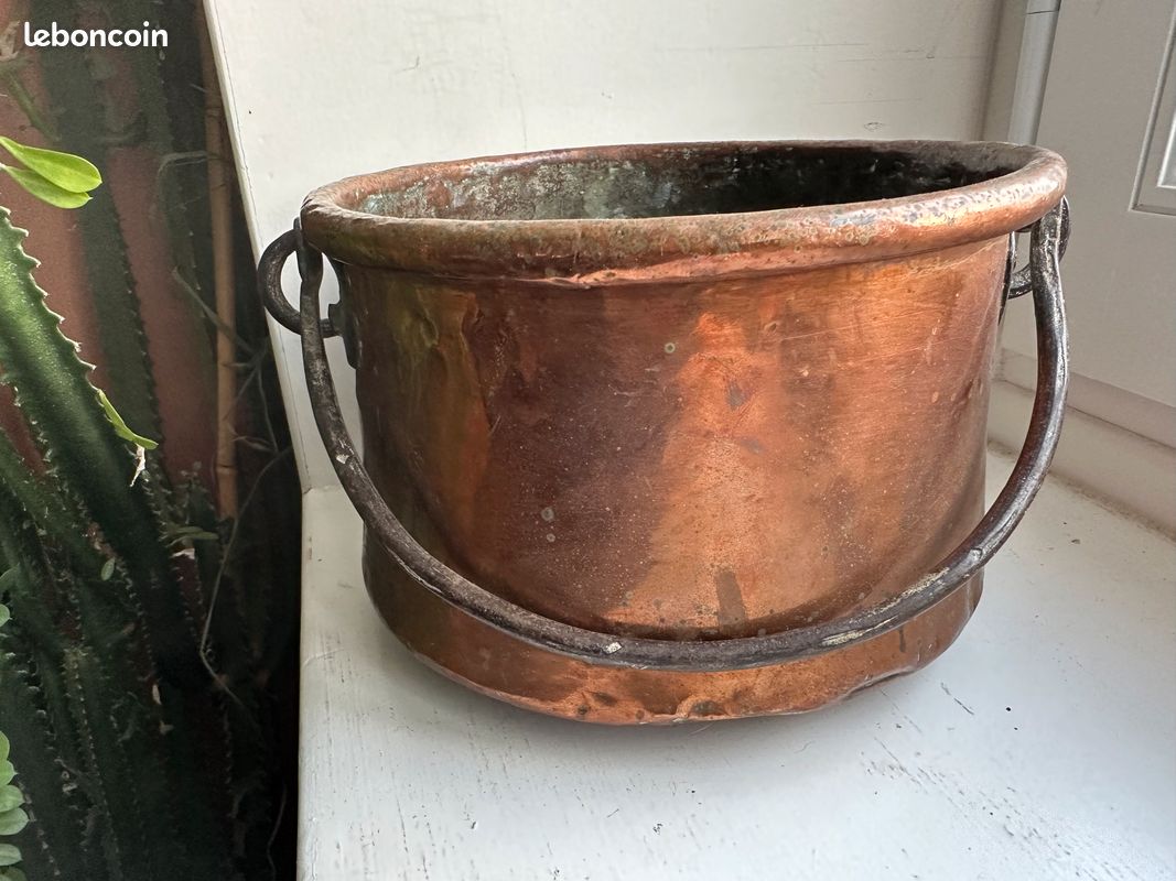 Petit chaudron cuivre cache pot vase (image 1)