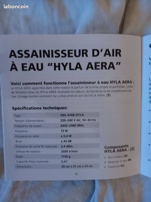Assainiteur d'air à eau, Aera (image 4)