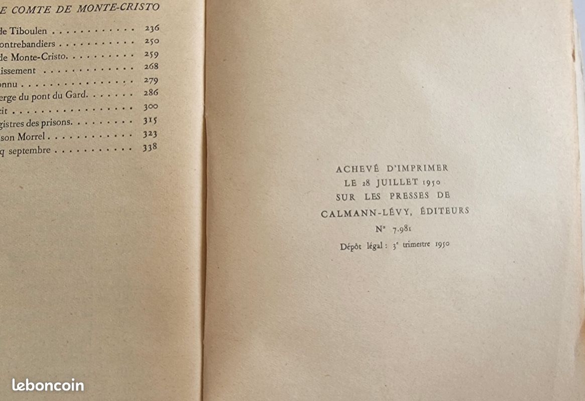 Le Comte de Monte-Cristo – Alexandre Dumas – 4 tomes complets – Calmann-Lévy 1950 (image 7)