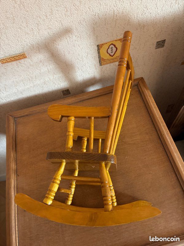 ANCIENNE CHAISE A Bascule Rocking Chair Miniature Bois Maison De Poupée