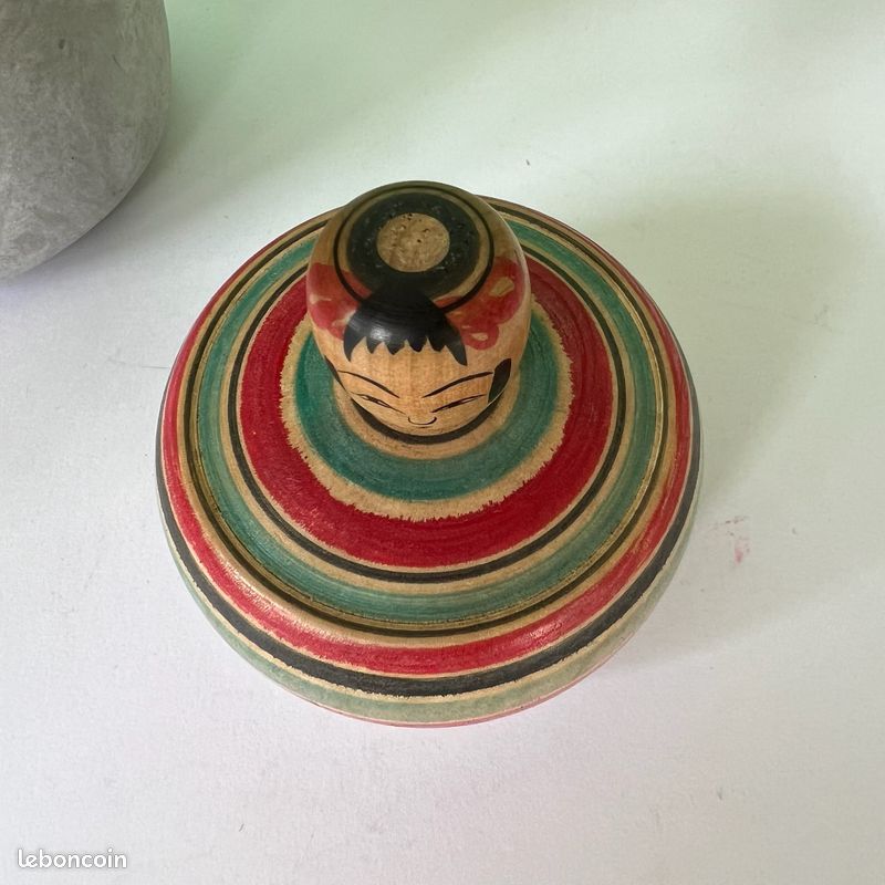 Poupée Japonaise Kokeshi Tsuchiyu Artisanale Ancienne - Signée - Années 1960