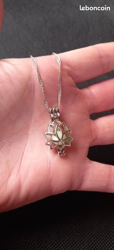 Collier Personnalisable Avec Pendentif Fleur De Lotus Ou Rose - Perles De 6mm, Longueur 41-45cm, Couleur Au Choix, Neuf