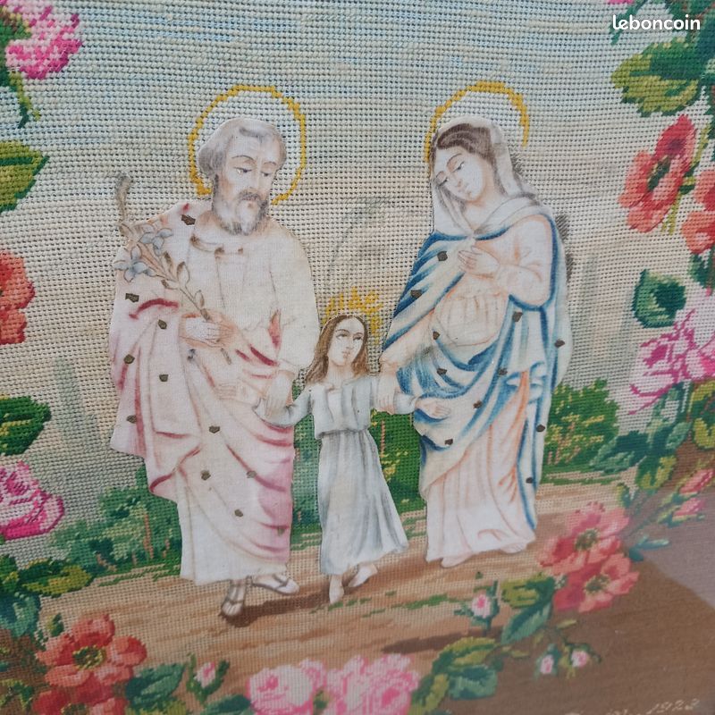 TABLEAU RELIGIEUX PORTRAIT Sainte Thérèse de Lisieux cadre Art Déco TABLEAU RELIGIEUX PORTRAIT Sainte Thérèse de Lisieux cadre Art Déco