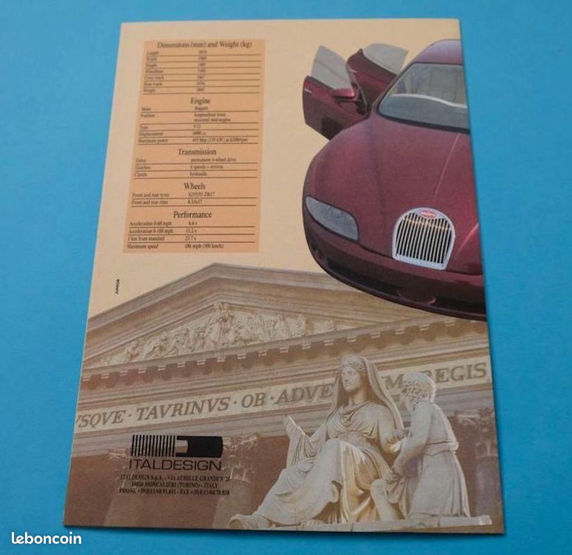 🚗 Catalogue Brochure Prospectus voiture ITALDESIGN BUGATTI EB112 (image 3)