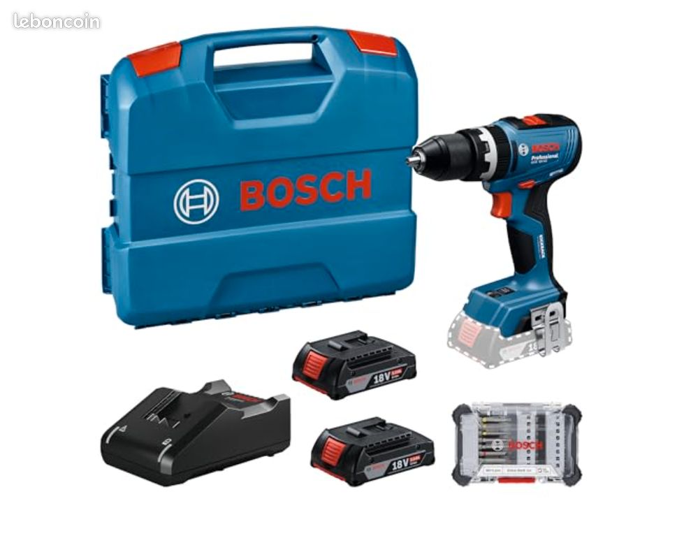 Bosch Professional 18V System perceuse-visseuse sans-fil GSB 18V-65 (avec 2 batteries GBA 2.0Ah, chargeur GAL 18V-40, 1 set de tournevis, L-Case) (image 2)