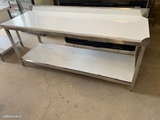 Table inox avec dosseret et etagere 2000x700x950mm neuf (image 3)