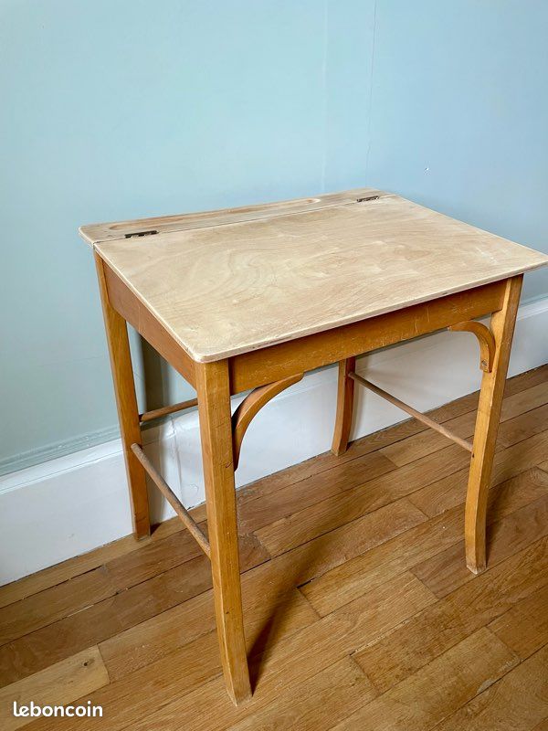 Bureau pupitre d’enfant et sa chaise vintage Baumann (image 7)