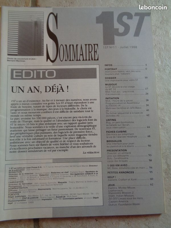 ATARI 1ST N°11 - Juillet 1988 - Magazine informatique (image 3)