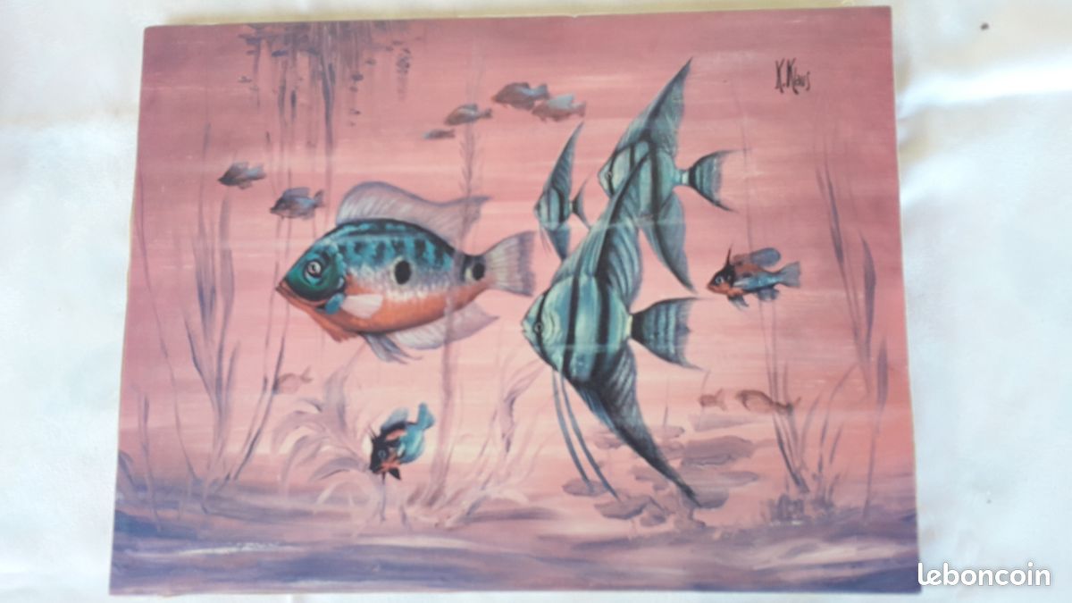 Huile sur canevas : poissons (image 1)