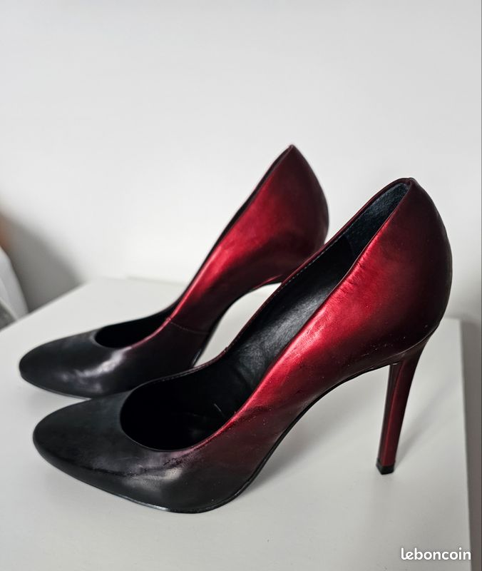 Escarpins noir, rouge, San Marina Chaussures