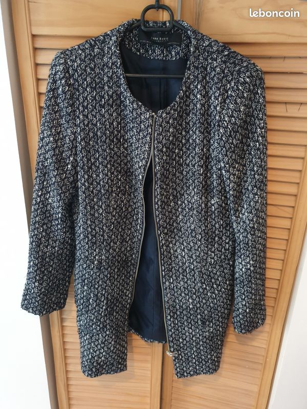 Veste femme bleu marine/blanc (image 1)