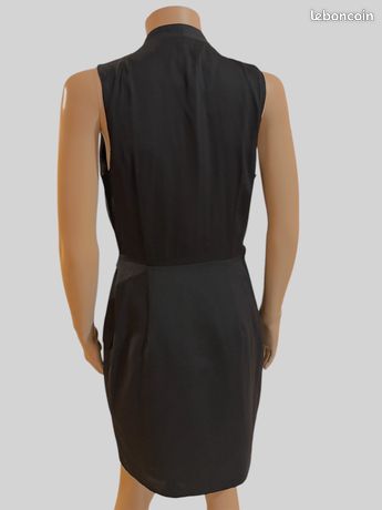 Robe Noire IKKS Asymétrique Une Seule Manche - Taille 38, Viscose - Très Bon état, Parfaite Pour Soirée