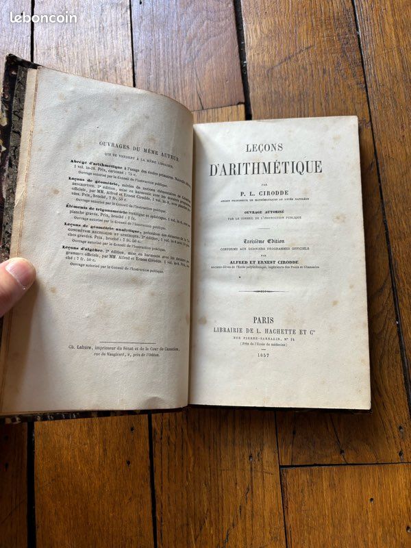 Livre ancien 1857 – Leçons d’Arithmétique – P.L. Cirodde – Édition Hachette (image 3)