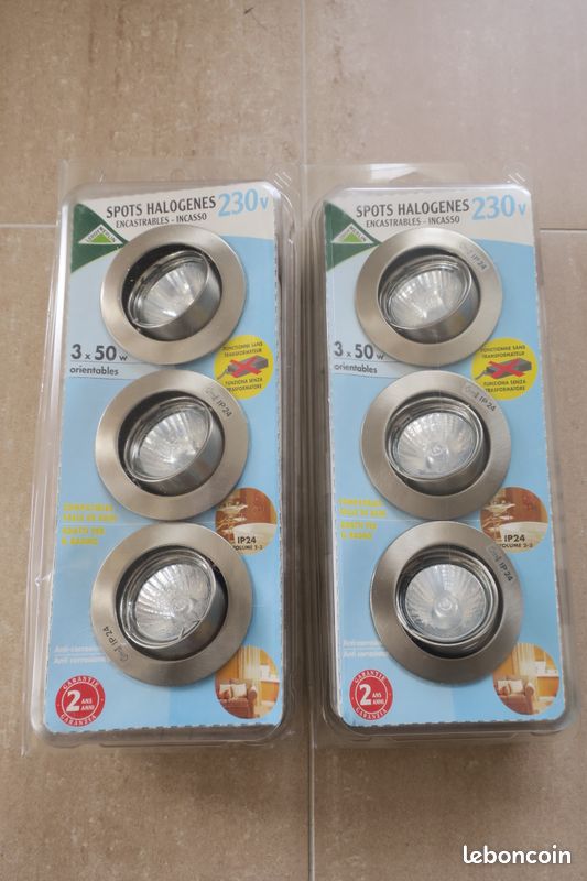 Kit de 3 Spots à encastrer orientables - Rond Nickel Brossé - GU10 - Neuf (image 1)