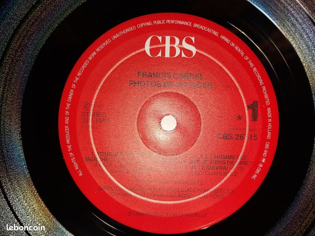 Disque vinyle 33t de "Francis Cabrel" (image 5)
