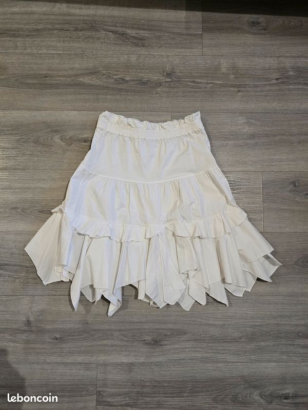 🔥 Jupe volantée asymétrique blanche - Taille Unique (Made in France) (image 3)