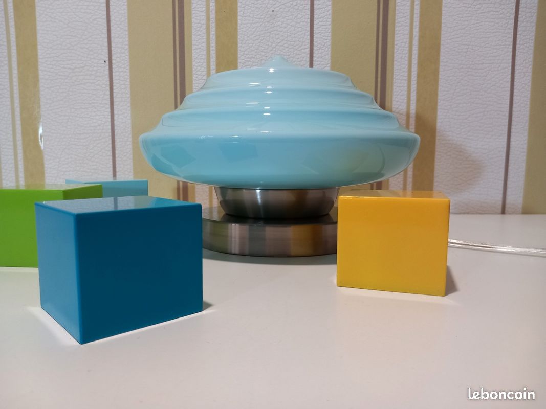 LAMPE A POSER "OPALINE BLEUE" ViNTAGE (image 5)