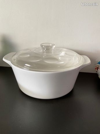 Cocotte Pyroflam Electro PE 4B Vintage 2,5L - Verre Blanc/bleu Avec Couvercle