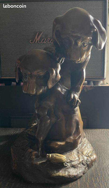 Chiots au scarabée grand bronze ancien Géo Vacossin (image 2)