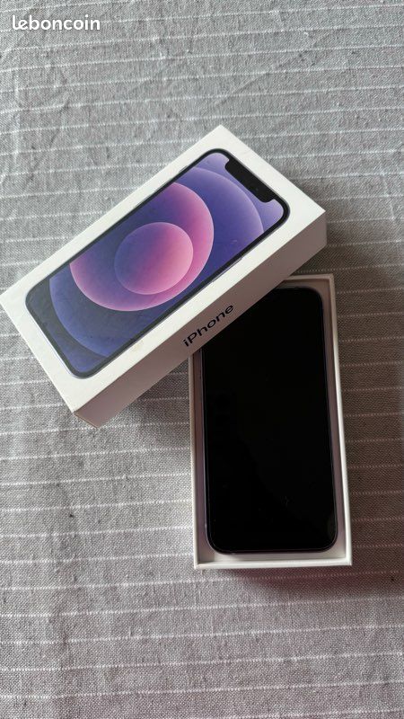 Iphone 12 mini violet avec boîte+2coques+ protection écran (image 1)