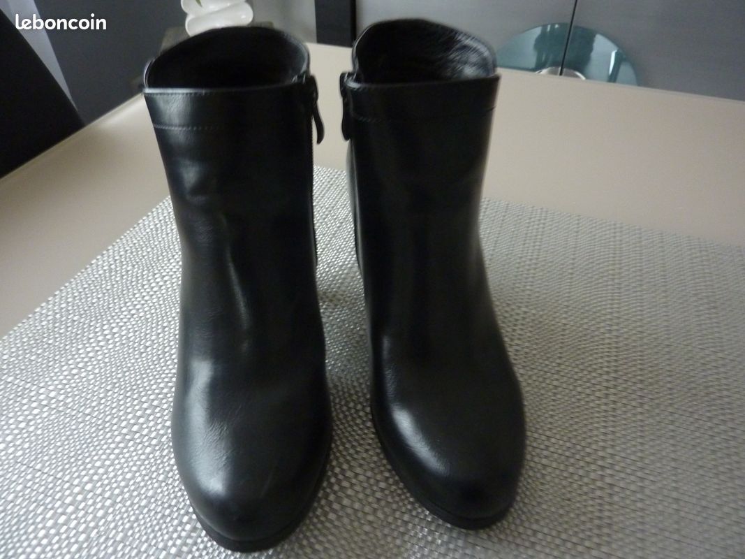 Bottines noires grises femme (image 2)