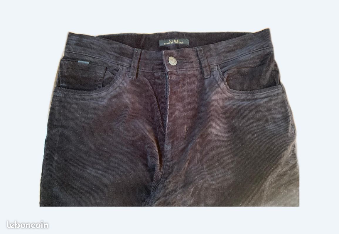 Pantalon Velours Noir LCDN Taille 52 - Coton Doux, Neuf Sans étiquettes, Coupe Classique