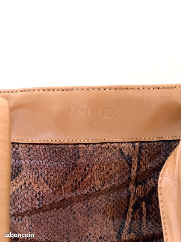 Sac à main/ à dos Actuel Paris camel python, vintage chic, femme, assez bon état (image 4)